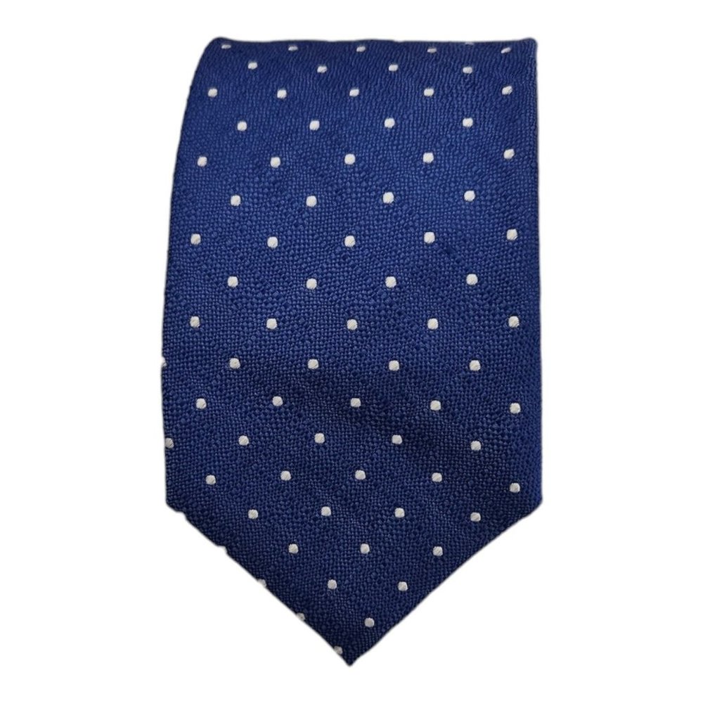 Sold Already: CANALI 1934 Current Blue Polka Dot Silk Tie ITALY 60"/ 3.5" EC